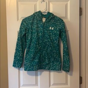 Youth Under Armour green zip up hoodie